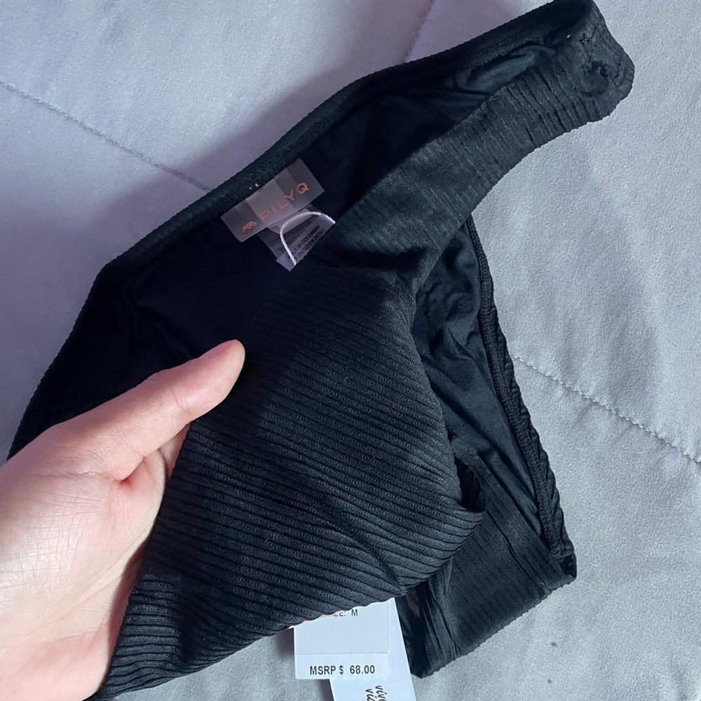 NWT PilyQ Black Pearl Basic Teeny Bikini Bottom - Picture 10 of 11